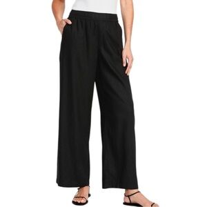 Old Navy High-Waisted Linen-Blend Wide-Leg Pants Black Plus Size 2X